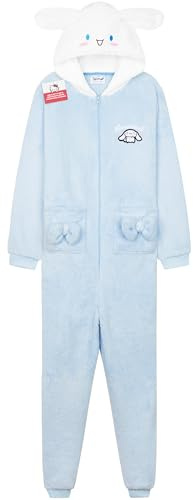Hello Kitty Sanrio Cinnamoroll Pijama Entero Niña y Adolescente con Capucha, Pijama Una Pieza, Polar Ropa de Dormir, Regalos de Anime (13-14 Años, Azul Cinnamoroll)