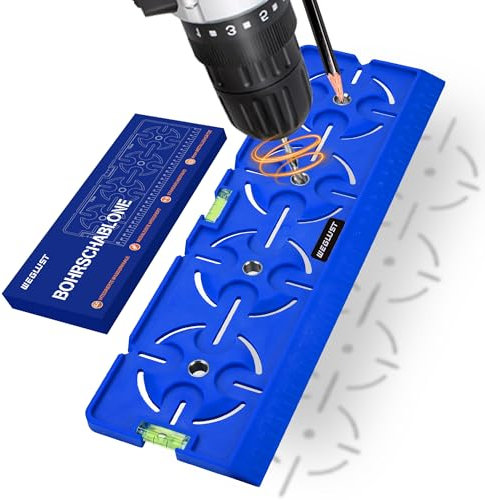 WEGLUST Drilling Template with Spirit Level and Ruler - Multifunctional Precision Tool for Socket, Flush-Mounted Box and Electrical Installation in Drywall (Blue)