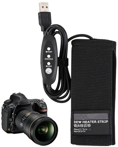 Réchauffeur d'objectif USB, chauffe-objectif - Barre chauffante anti-rosée avec 3 réglages de chaleur pour appareils photo numériques, télescopes, viseurs