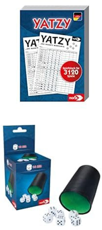 Noris Bundle 606194305 Yatzy Spielblock im Format 10,2 x 14,4 cm 606154512 - Würfelbecher mit 6 Würfeln