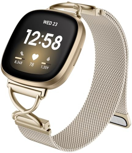 Charlam Metall Band für Fitbit Versa 4/Versa 3/Sense 2/Sense Armband Damen | Edelstahl Magnet Armbänder für Fitbit Versa 4 Armband/Fitbit Versa 3 Armband/Fitbit Sense 2 Armband/Fitbit Sense Armband