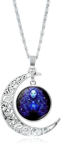 UBBVPKY Collana Con Ciondolo A Dodici Costellazioni Per Uomo E Donna Alla Moda Con Luna Cava Segno Zodiacale Collana Con Segno Zodiacale Regalo Di Compleanno E Astrologia Vergine