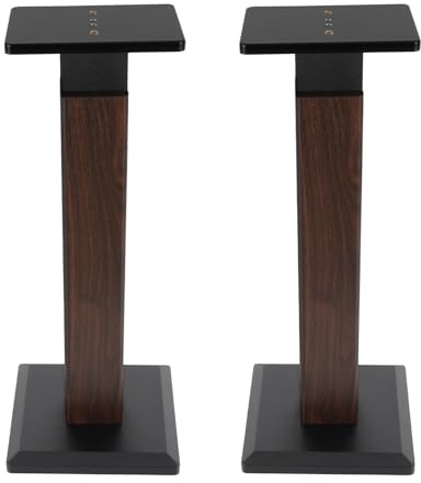 Lautsprecherständer 65-85cm höhenverstellbar Lautsprecher ständer Paar, Boxenständer Lautsprecherständer für Surround Sound, 30kg Tragkraf, 2er-Set (Walnuss Farbe+Schwarz)