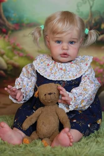 Zero pam Lebensgroße Reborn Toddler Baby Mädchen 60 cm, 24 Zoll Lebensechte Babypuppen Mädchen mit Blondes Haar, Weicher Baumwollkörper, Kleidung Zubehör, Realistische Newborn Babys Puppe für Kinder