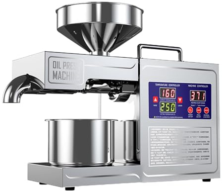 Frantoio per Olive, Pressa per Olio in Acciaio Inossidabile, Controllo Intelligente Temperatura Regolabile 40-300°C, per Uso Domestico e Commerciale