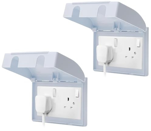 2pcs Socket Covers, Plug Covers Waterproof Socket Protector Box for Outdoor & Indoor Use, Double Cover with Secure Seal, Safety for Home Protection, Easy to Install & Use(Double, White)