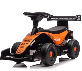 NINODOVAE Ride On Car NO POWER, with horn music, storage, Toddler Walker Foot To Floor Slider racing car design age for 18-36 months (Orange)