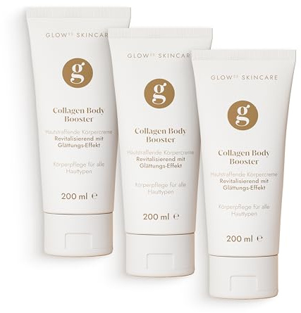 Glow25® Body Booster Creme [200 ml x 3] | Kollagen Creme | mit Hyaluronsäure und Capsaicin | Körper Lotion