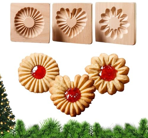Moule À Biscuits En Bois,Outils De Pâtisserie En Bois À Gaufrage,Moule À Beurre Gravé Pour Cuisine - Pour Cuisine Maison Snacks Sablés Chocolat Gâteau Au Sucre Noël Halloween Thanksgiving