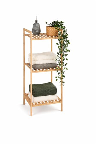 RANRHA 3-Tier Bamboo Storage Shelf Unit – Freestanding Wooden Shelving Rack for Bathroom, Bedroom, Hallway & Spa – Natural Bamboo, 70 × 30 × 30 cm