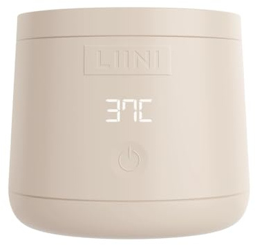 LIINI 4.0 PRO - Calentador de botellas con batería, 75 W, color beige, IP66, resistente al polvo y al agua, 4 niveles 37/40/45/50°C, batería de 15000 mAh, para viajes y hogar, cable de aluminio USB-C