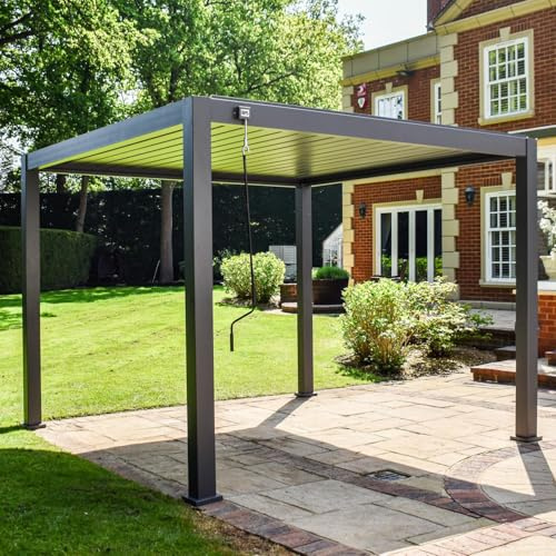 BPS Grand Full Aluminium Pergola – 100% Powder Coated | Weatherproof | 120mm Posts | Double Louvres | Integrated Drainage | Easy Assembly (3 x 3)