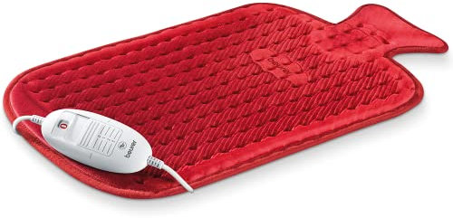 Beurer HK44UK Heat Pad | Soft and cosy electric heat pad | Rapid warm-up function | 3 electronically regulated temperature settings | Machine-washable | The NEW-AGE hot water bottle, 50 x 30 cm, Red