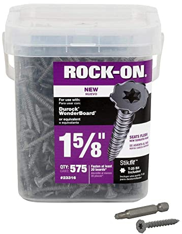 Rock On 23316 9 by 1-5/8 Serrated Head Star Drive Cement Board Screws (575 Pack), 1.625 inches