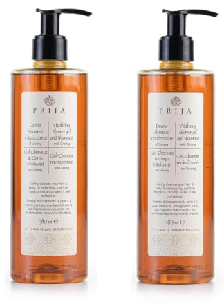 Prija - Haut- und Haarshampoo mit Ginseng, 2x 380 ml Flakon, Haar- & Körperpflege - Erlebnis für Haut und Haar, Hergestellt in Italien