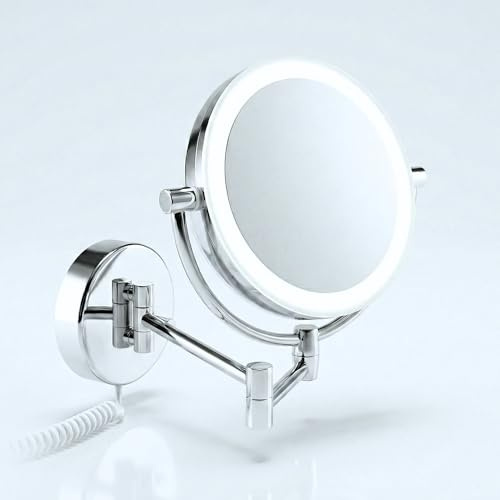 Libaro LED Kosmetikspiegel Modena – 360° Wand-Schminkspiegel mit Dimmer, Tageslicht-LEDs & 5x/10x Vergrößerung für perfektes Make-up
