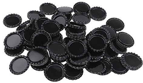 Tubayia 100 Stück Metall Abgeflachte Kronkorken Bottle Caps für DIY Handwerk Scrapbooking (Schwarz)