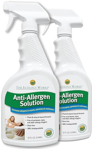 The Ecology Works Solution - Plant-Based Dog & Cat Dander Remover Spray and Dust Mite Waste Reducer for Relief from Allergies - For Cleaning Home, Bedding, & Furniture Naturally