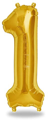 FUNXGO® Folienballon Zahl 1 Gold - Riesenzahl Ballon ca.100 cm - fliegt mit Helium - 1 geburtstag luftballon - Deko zum Geburtstage, Party, Hochzeiten - Ballon 1 Gold