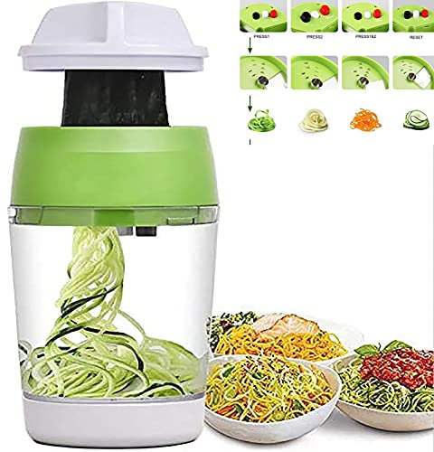5 en 1 cortador de verduras en espiral, cortador en espiral con contenedor, zanahoria pepino cebolla calabacín fideos espaguetis fabricante espiral Slicer
