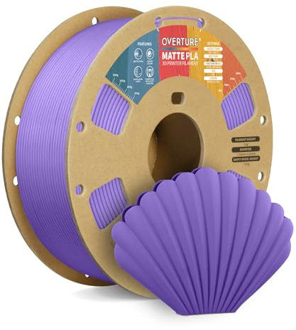 OVERTURE Matte PLA Filament Aufgerüstet 1.75 mm, 1kg (2,2 lbs) Spule, Maßgenauigkeit +/- 0.02mm Filament für 3D Drucker (Lila)