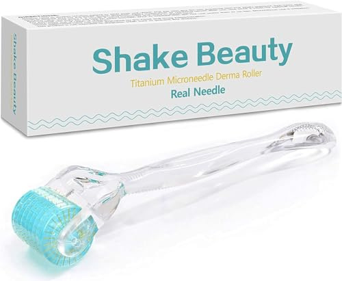 Shake Beauty Derma Roller REAL Needles -192 Titanium 0.25mm Microneedling Roller for Face - Includes Storage Case