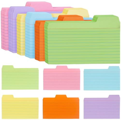 Koogel Index Cards 3x5, 252PCS Colored Flash Card Dividers with Tabs, Dividers Notecards Memo Scratch Pad for Studying Color Coding Project School Supplies Learning Recipe Note Taking To Do List
