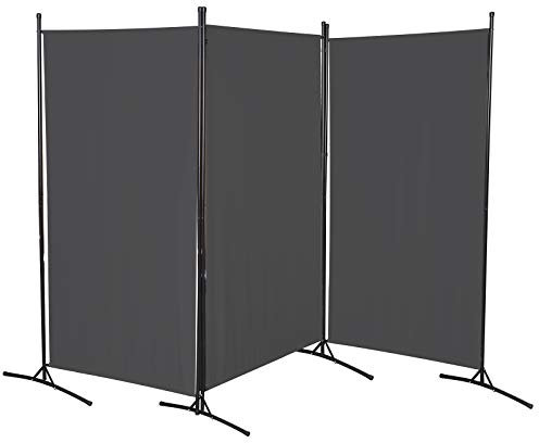 Tubiaz Paravent 260 x 180 cm Raumteiler Groß Garten Stellwand Trennwand Balkon Sichtschutz, 3 Teilig, Paravent für Büros, Balkon - Anthrazit