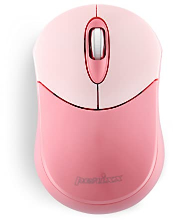 Perixx PERIMICE-802PK trådlös Bluetooth-mus – bärbar design – kompatibel med Windows, iOS och Android PC, bärbar dator, surfplatta och smartphone – rosa