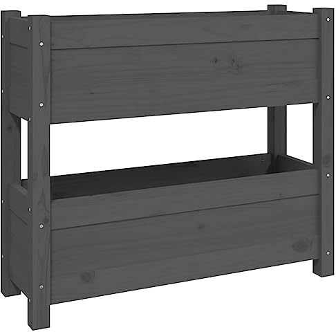 vidaXL Jardinière Gris 77x25x66 cm Bois Massif de pin