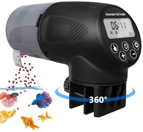 Futterautomat Aquarium Fischfutter Automat Futterspender: 200ML Urlaub Automatischer Futterspender Fische Automatisch Fisch Futterautomaten Aquarium Klein Flocken für Schildkr Goldfische Garnelen