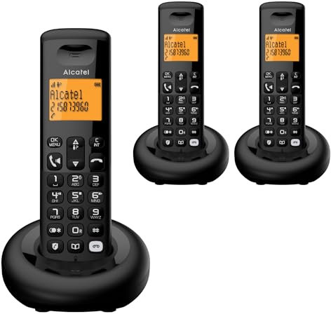 ALCATEL E260 SVoice - DECT Cordless Phone with Answering Machine - Compact Design - Large Backlit Display - Handsfree - Unwanted Call Blocking - Black