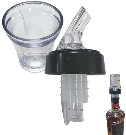 Chabrias Ltd Premium 4 in 1 Speed Pourer + 25ml Jigger Thimble Measure + Shot Glass + Dust Cap UK Made - Hygienic & Leak-Proof (12 Pack)