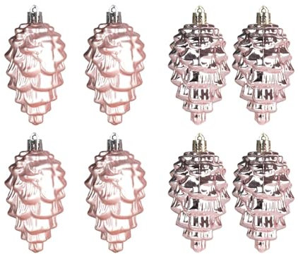 Generic 8 Stück Tannenzapfen-Ornamente, Weihnachtsbaum-Anhänger, Baumschmuck für Partygeschenke, Roségold
