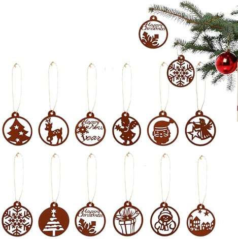 UNUS Weihnachtsanhänger mit Jute Schnur Rost im 12er Set