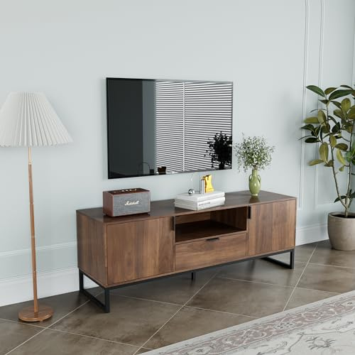 PADMA HOUSE TV Cabinet, TV Stand, TV Shelf, 140 cm, Lowboard for TVs up to 65 Inches (Dark Walnut with Drawer)