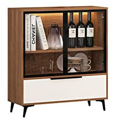 MOOWI Vinoteca Gabinete de Almacenamiento de Vino, aparador Buffet con cajón, Mueble Bar de café for licores y Vasos, Ideal for Cocina, Sala de Estar, Comedor para almacenar Vino (Size : Small)