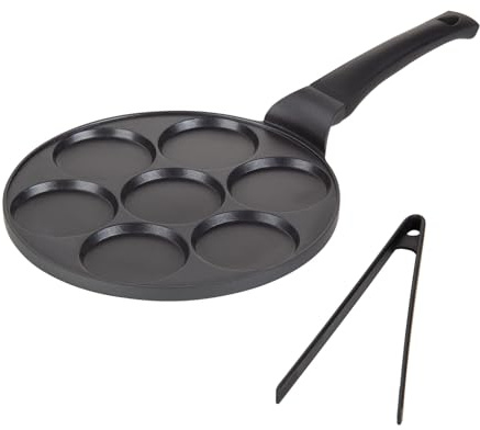 ROSMARINO Pancake Pfanne Spachtel, Eierpfanne, Spiegeleipfanne - Kochen Sie 7 perfekte Mini-Pfannkuchen, Poffertjes und Crêpes | Antihaft-Beschichtung, für alle Herdarten