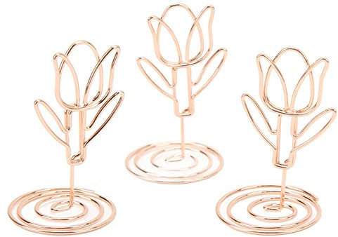 Hztyyier 20 Stück Tischkartenhalter Roségold Tischkartenhalter Tischnummernhalter Blumen Tischkartenhalter für Hochzeiten