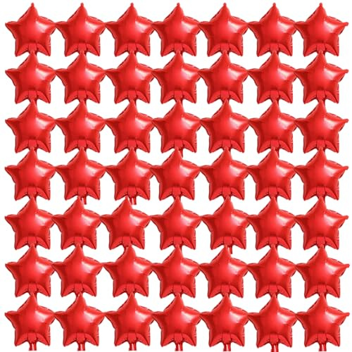 50 palloncini a stella in lamina rossa da 25,4 cm, palloncini in mylar a cinque punte, per baby shower, rivelazione di genere, matrimoni, compleanni o feste di fidanzamento (rosso)