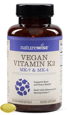 NatureWise Vitamin K2 600mcg Supplement with MK-7 100mcg & MK-4 500mcg - Enhanced Bioavailable Formula - K Complex for Bone and Heart Health - Vegan, Gluten Free, Non-GMO -180 Softgels[6-Month Supply]