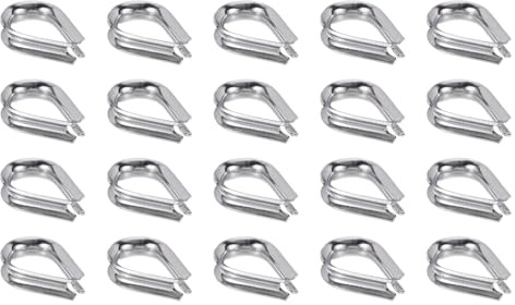 PATIKIL 5/32 Drahtseil-Kauschen, 20 Stück Drahtseil-Rigging 316 Edelstahl-Kausche für 2mm Durchmesser Schleifenhebe-Kabel