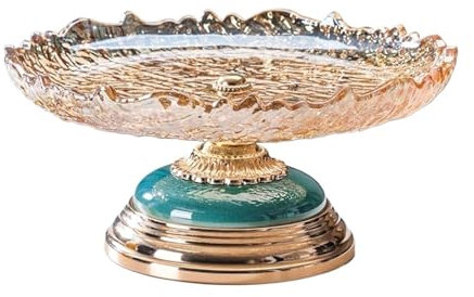 Lejdi Fruit Trays Fruit Bowls Candy Dishes Dessert Plates Crystal Glass Fruit Platters Bread Plates Fruits Baskets Snack Trays for Office Living Room Hotels(B)
