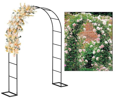 Black Metal Garden Arch Wedding Arches Strong Tubular Arbor for Roses, Indoor/Outdoor - Ideal for Climbing Plants Trellis from 3.9x7.2ft to 6.5x7.5ft