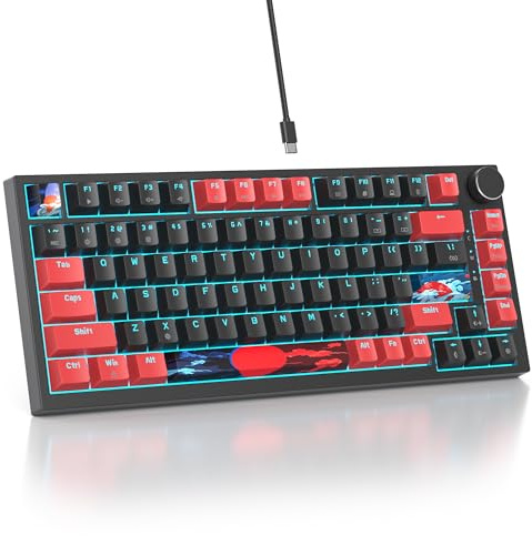 SbocKeeb V400 Custom Gaming Keyboard 75 percent Hot-Swappable, 75% Wired Mechanical RGB Keyboard with Gasket and Sound Absorbing Pads Programmable American QWERTY for Mac/Win V400 Red dragon