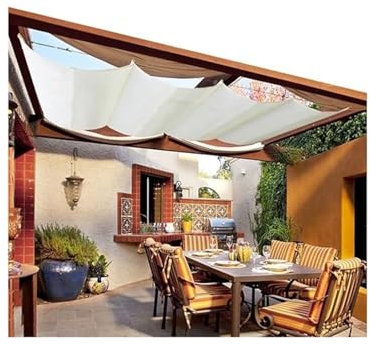 Waterproof Garden Pergola Shade Canopy for Glass House Retractable Wave Sail Awning (9.84x16.4ft)