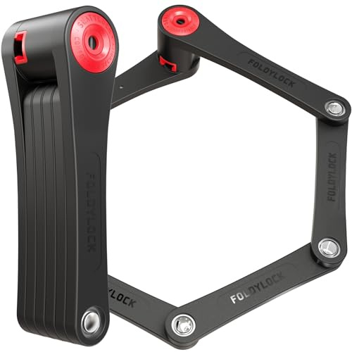 FoldyLock 95 Fahrradschloss mit Schlüssel – Patentiertes Faltschloss mit Halterung - Testsieger Sold Secure Silver Fahrrad Zubehör - Hohe Sicherheit für City Bikes und eBike – 95 cm