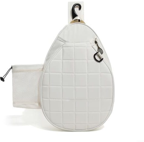 Emiif Tennis-Rucksack, vielseitige farbige Schlägertasche für Tennis- und Pickleball-Spieler, große Kapazität, Schlägerhalter, Ausrüstungstasche für Damen und Herren, Weiß