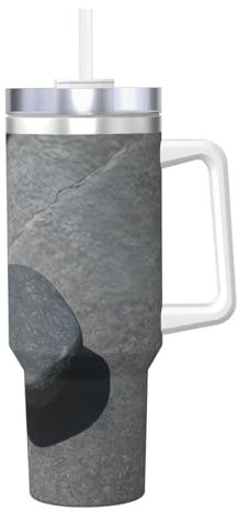 SamLng 1134 g Zen Stone Print Ice Bully con manico, portatile per bevande calde e fredde, viaggi, palestra, casa e attività all'aperto