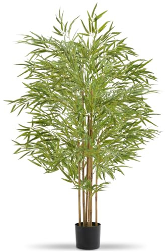 tectake® Bambu Artificial, Planta Artificial Realista con Hojas Densas, Ideal para Decoración Hogar, Arbol Artificial Interior Fácil de Limpiar, Plantas Artificiales Decorativas - 150 cm de Alto